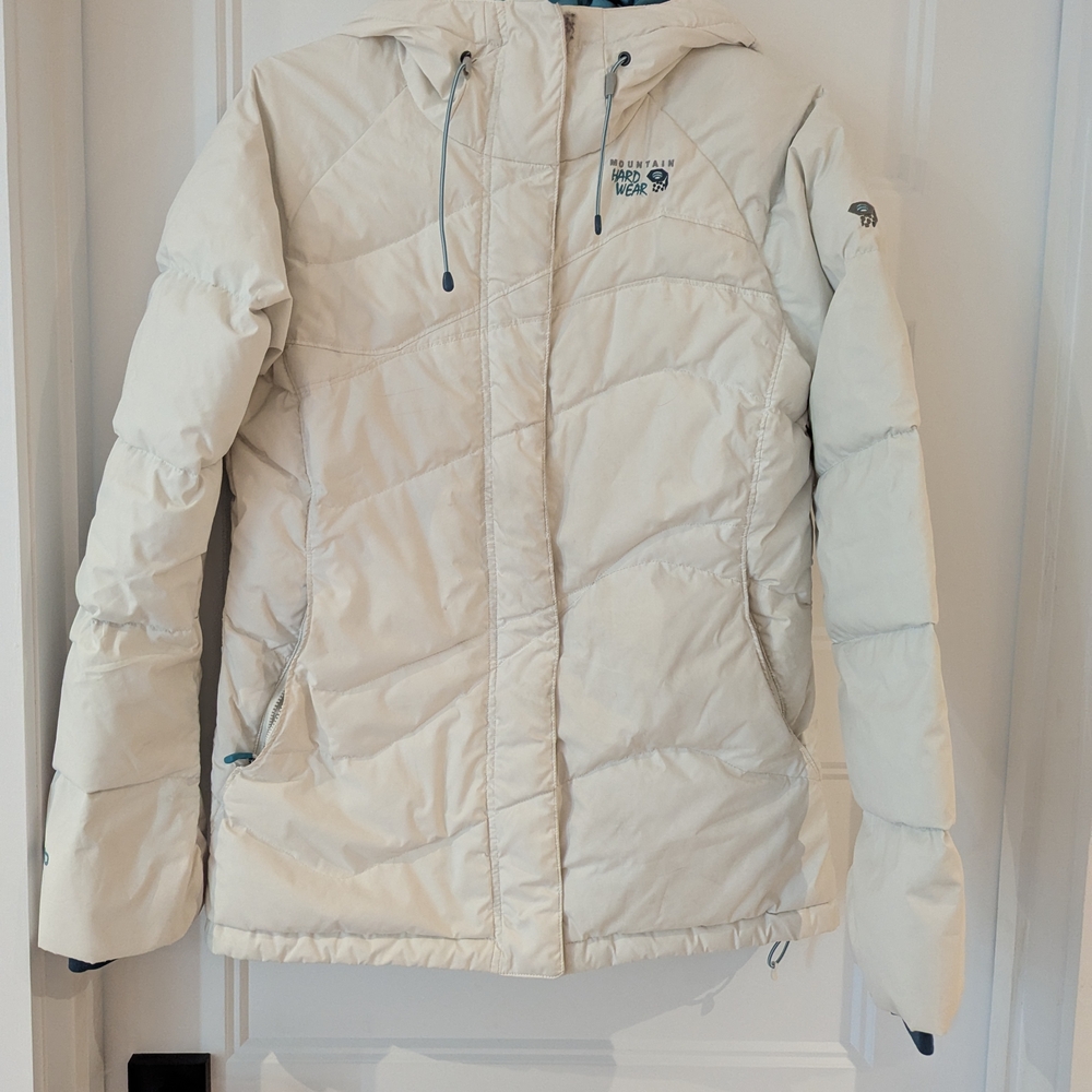 Mountain Hardwear White Ski Jacket Insulated Quilted Down And Feathers Medium